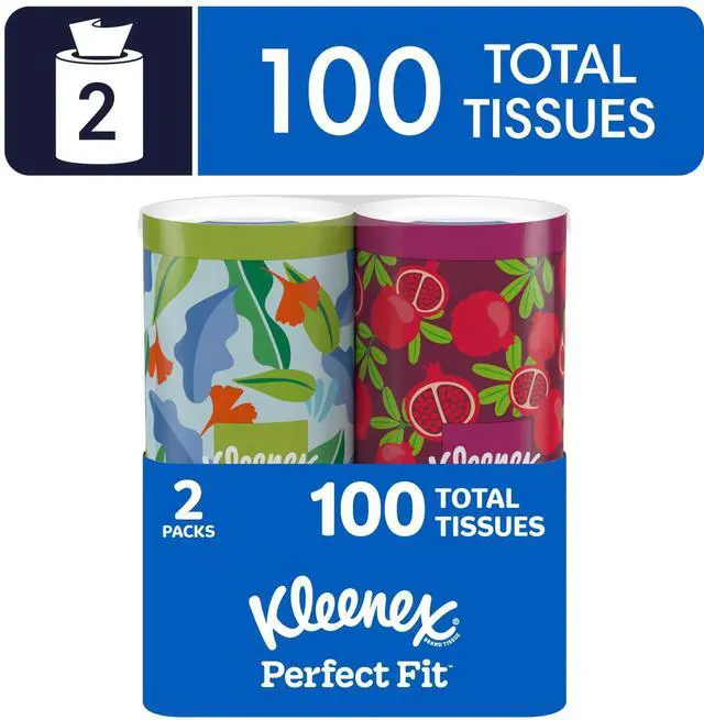 Main image of Kleenex Perfect Fit 2-Ply Canister Facial Tissues, 2 Pack (100 Total Tissues)