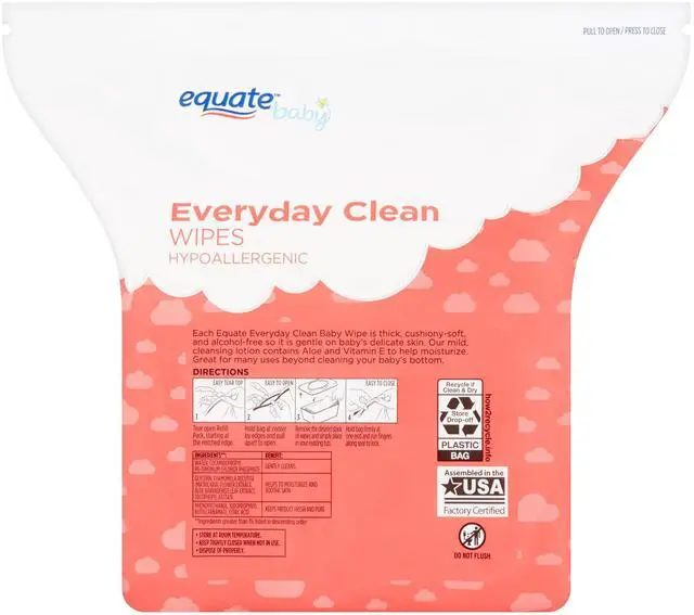 Alt view image 4 of 5 - Equate Baby Everyday Clean Wipes with Aloe Vera and Vitamin E, 240 Wipes