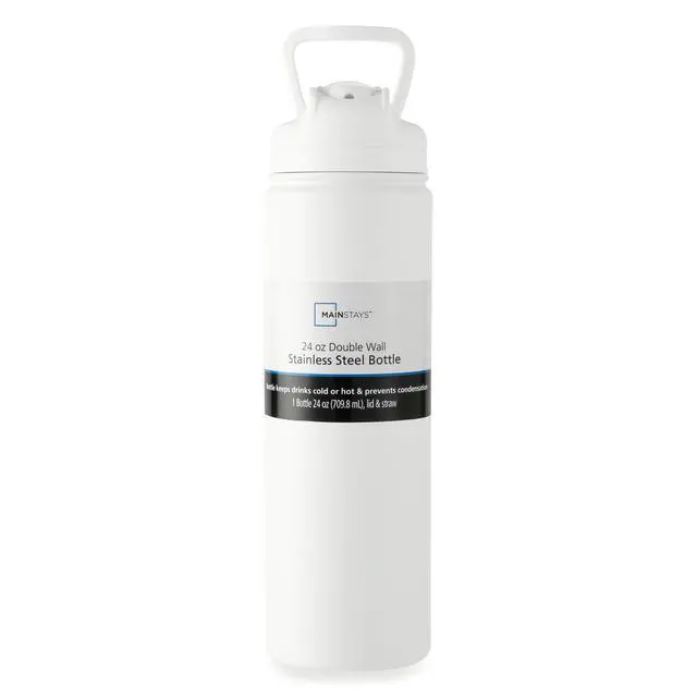 Alt view image 4 of 7 - Mainstays 24 oz Stainless Steel Sip Water Bottle, White