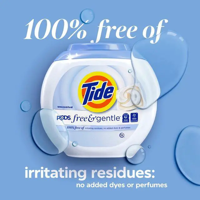 Alt view image 5 of 7 - Tide PODS Laundry Detergent Soap Pacs, Free and Gentle, Hypoallergenic, Unscented, 14 Count