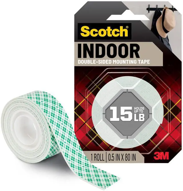 Main image of 3M Scotch Indoor Double-Sided Mounting Tape, 1/2" x 80" Roll