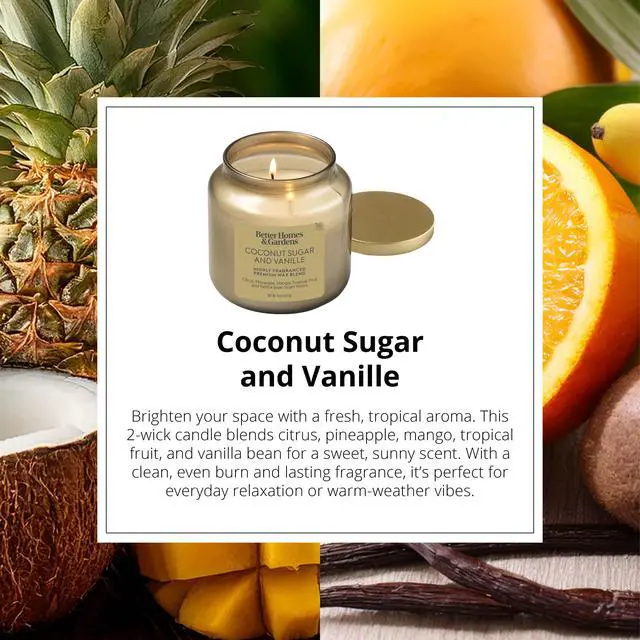 Alt view image 2 of 7 - Better Homes & Gardens 2-Wick Jar Candle, Coconut Sugar & Vanilla, 14 oz