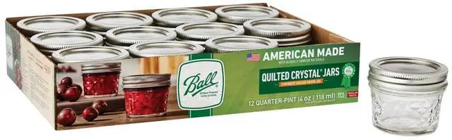 Main image of Ball Regular Mouth 4oz Quilted Pint Mason Jars, 12 Count