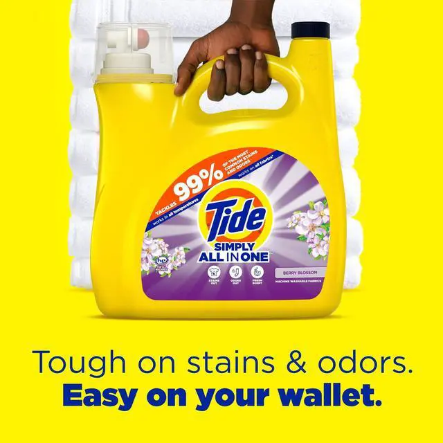 Alt view image 5 of 7 - Tide Simply Laundry Detergent Liquid, Berry Blossom Scent, 117 fl oz, 89 Loads