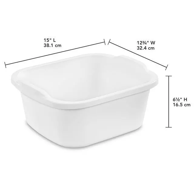 Alt view image 5 of 7 - (2 pack) Sterilite 12 Qt. Dishpan, Multi-Purpose Plastic Wash Tub, Kitchen, Sink, White