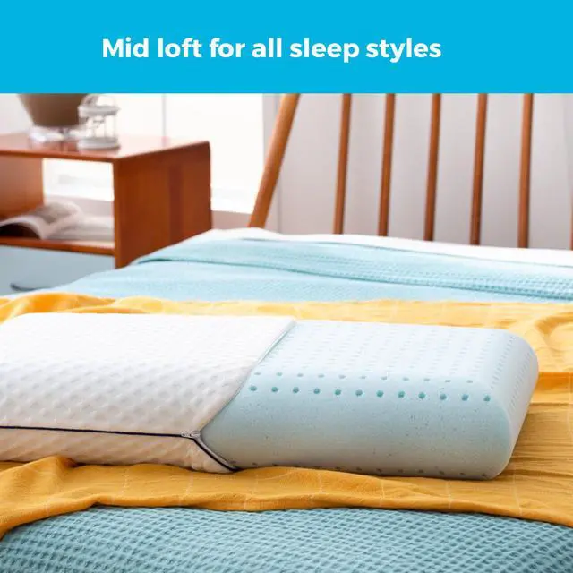 Alt view image 2 of 7 - Linenspa Medium Feel Standard Size Ventilated Gel Memory Foam Bed Pillow with Washable Cover and Temperature Regulating Infusion