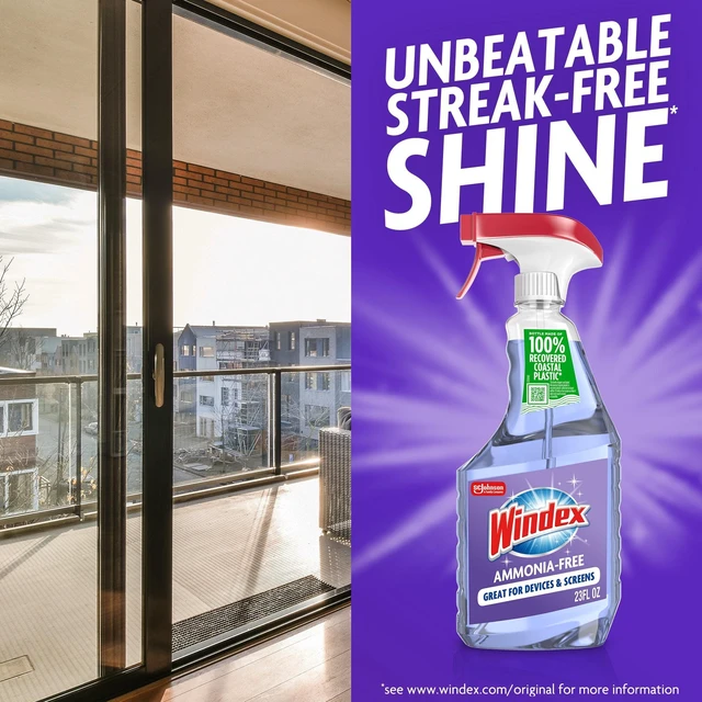 Alt view image 2 of 6 - Windex Ammonia-Free Glass, Window, Mirror, and Windshield Cleaner, Crystal Rain Scent, Spray Bottle, 32 fl oz