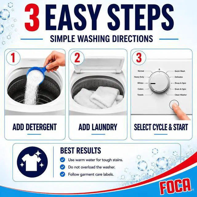 Alt view image 2 of 7 - Foca Powder Laundry Detergent for Tough Stains, Enzyme Formula, 4.40 lbs