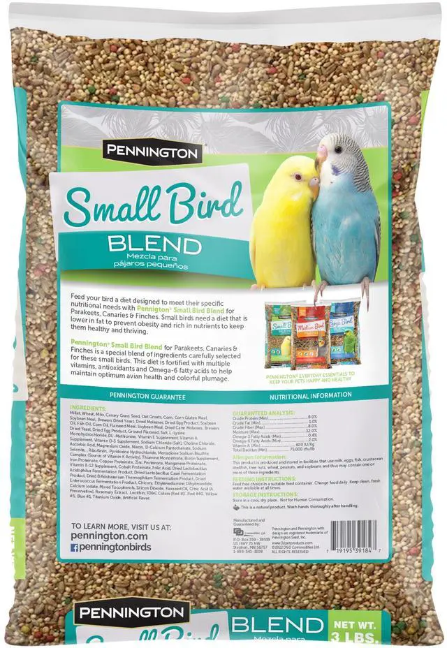 Alt view image 6 of 7 - Pennington Small Breed Everyday Blend Dry Bird Food, for Parakeets, Canaries and Finches; 3 lb. Bag