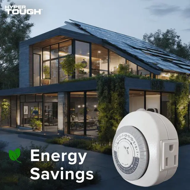 Alt view image 5 of 7 - Hyper Tough Indoor Grounded Analog Timer with 3-Prong Outlet, 15 Amps