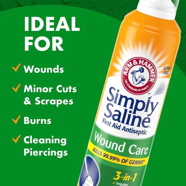 Alt view image 6 of 7 - ARM & HAMMER Simply Saline Wound Care 3-in-1 Antiseptic First Aid Spray, 7.4 oz