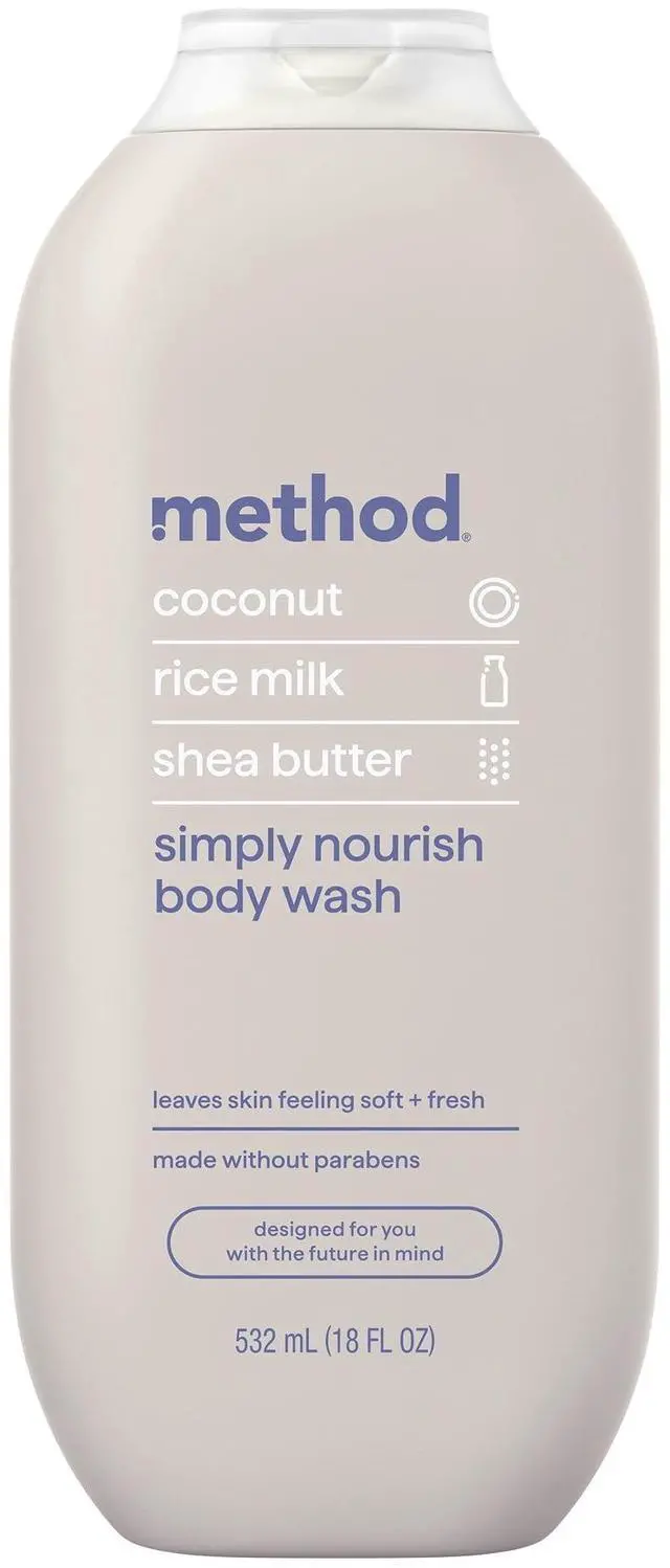 Main image of method Body Wash, Simply Nourish - Leaves Skin Feeling Soft & Moisturized, Made Without Parabens, Notes of Coconut, Rice Milk & Shea Butter, 18 fl oz