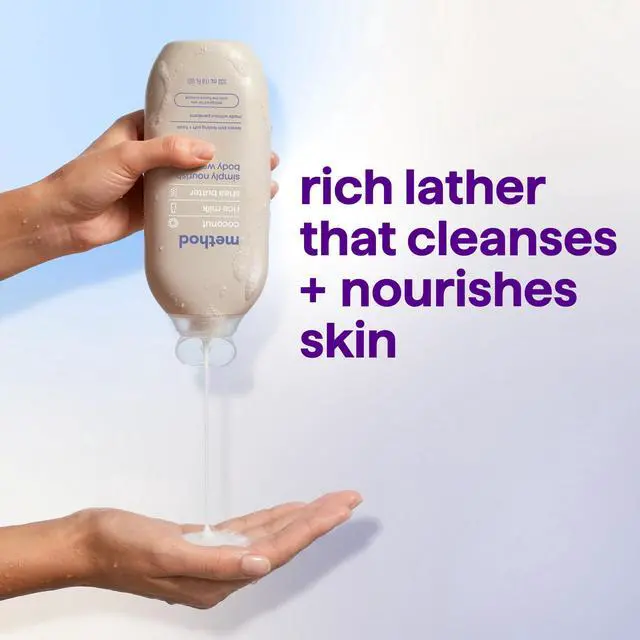 Alt view image 2 of 7 - method Body Wash, Simply Nourish - Leaves Skin Feeling Soft & Moisturized, Made Without Parabens, Notes of Coconut, Rice Milk & Shea Butter, 18 fl oz