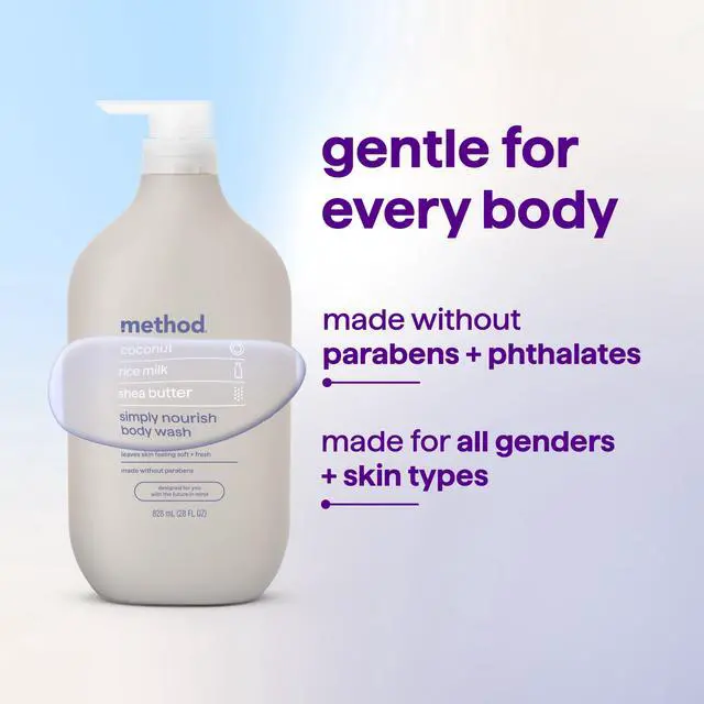 Alt view image 4 of 6 - method Body Wash, Simply Nourish - Leaves Skin Feeling Soft & Moisturized, Made Without Parabens, Notes of Coconut, Rice Milk & Shea Butter, 28 Fl Oz