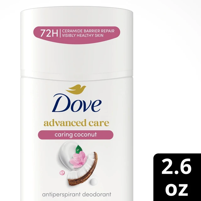 Alt view image 2 of 5 - Dove Advanced Care Antiperspirant Deodorant Stick for Helping Repair Skin Barrier After Shaving, Caring Coconut with 72-Hour Sweat & Odor Protection, 2.6 oz