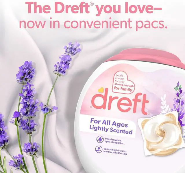 Alt view image 2 of 7 - Dreft Laundry Detergent XL Pacs, Light Scent, Lavender, 18 Count