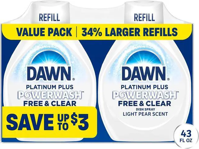 Main image of Dawn Powerwash Spray Refill, Dish Soap, Dishwashing Liquid, Free & Clear, 2 Refills, 43 Fl Oz