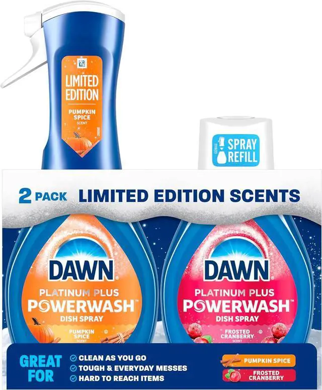 Main image of Dawn Powerwash Spray, Dish Soap, Dishwashing Liquid, Pumpkin Spice + Frosted Cranberry, 1 Starter Kit + 1 Refill, 2x16 Fl Oz