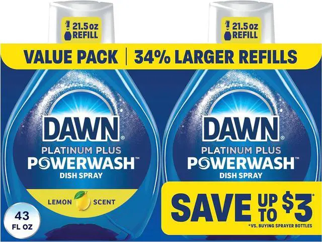 Main image of Dawn Powerwash Lemon Dish Spray, Liquid Dish Soap 2 Refills, 43 Fl Oz