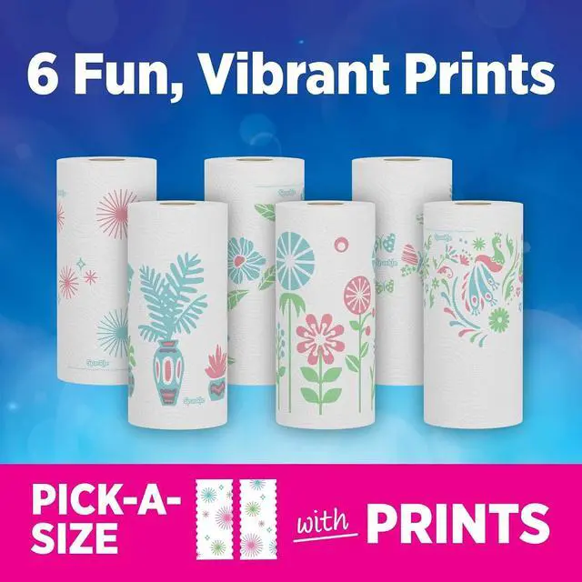 Alt view image 4 of 4 - Sparkle Pick-A-Size Paper Towels, Spirited Prints, 2 Double Rolls, Strong 2 Ply Towels for Kitchen Cleanup and Everyday Messes
