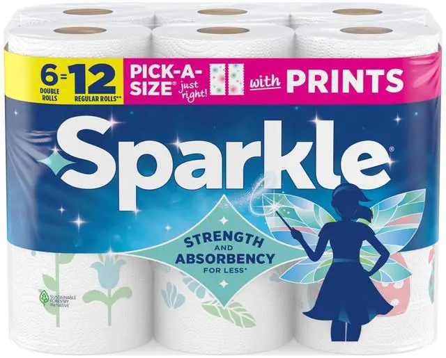 Main image of SPARKLE Pick-A-Size Paper Towels, 2-Ply, 6 Double Rolls, Spirited Prints