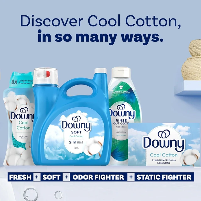 Alt view image 5 of 7 - Downy Soft 2 in 1 Soft and Fresh Liquid Fabric Softener, Cool Cotton, 140 fl oz, 190 Loads