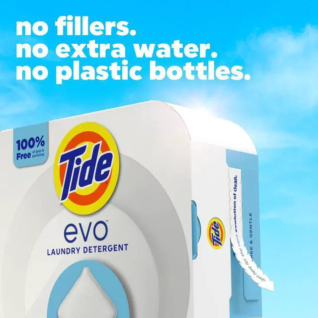 Alt view image 4 of 6 - Tide Evo Free & Gentle Laundry Detergent Tiles, Works on 100% of Common Stains, Unscented, 16 Count