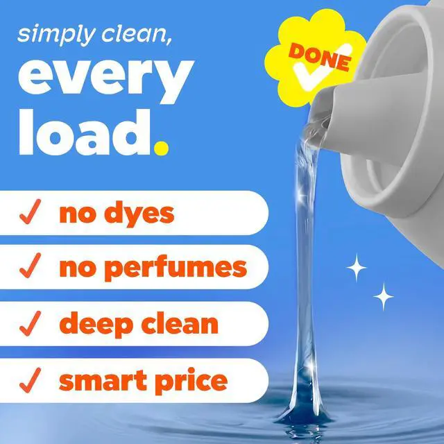 Alt view image 2 of 6 - Tide Simply Liquid Laundry Detergent, Free & Sensitive, 85 Loads, 107 fl oz