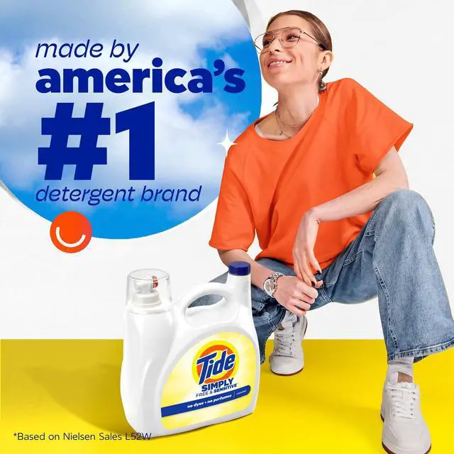 Alt view image 5 of 6 - Tide Simply Liquid Laundry Detergent, Free & Sensitive, 85 Loads, 107 fl oz