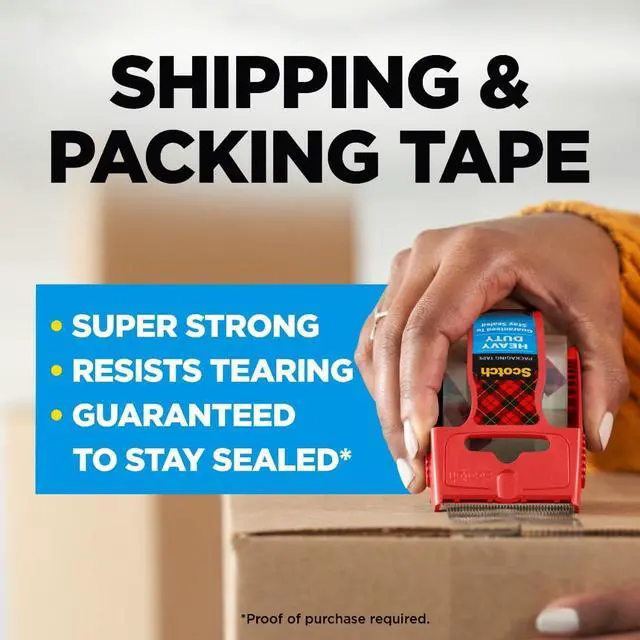 Alt view image 3 of 6 - Scotch Heavy Duty Shipping Packing Tape, Clear, 1.88 in. x 22.2 yd.