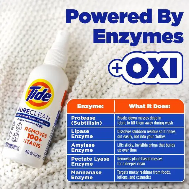 Alt view image 2 of 6 - Tide PureClean Stain Remover, Enzyme Powered, With OXI, Fast-Acting and Color-Safe Formula, 4 fl oz