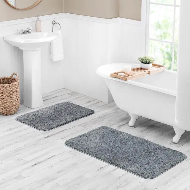 Alt view image 4 of 5 - Mainstays Basic Polyester Bath Rug, Grey, 24 in x 40 in