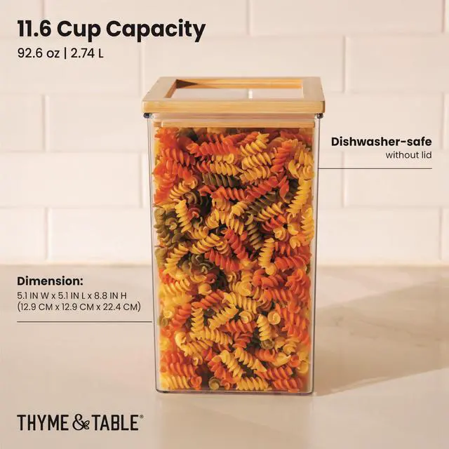 Alt view image 2 of 6 - Thyme & Table 11.6-Cup Pantry Food Storage Container with Bamboo Lid