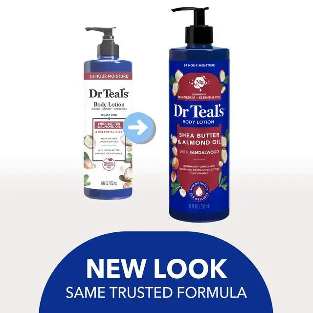 Alt view image 6 of 6 - Dr Teals Shea Butter & Almond Oil Body Lotion, Hydrating Lotion with Sandalwood, 24 Hour Moisture, 18 fl oz