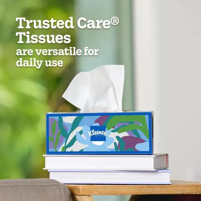 Alt view image 3 of 6 - Kleenex Trusted Care Facial Tissues, 3 Flat Boxes, 160 Tissues per Box