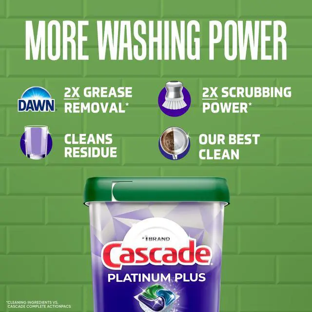 Alt view image 6 of 7 - Cascade Platinum Plus Dishwasher Pods, Dishwasher Detergent, Dish Detergent Soap, Fresh, 19 Count