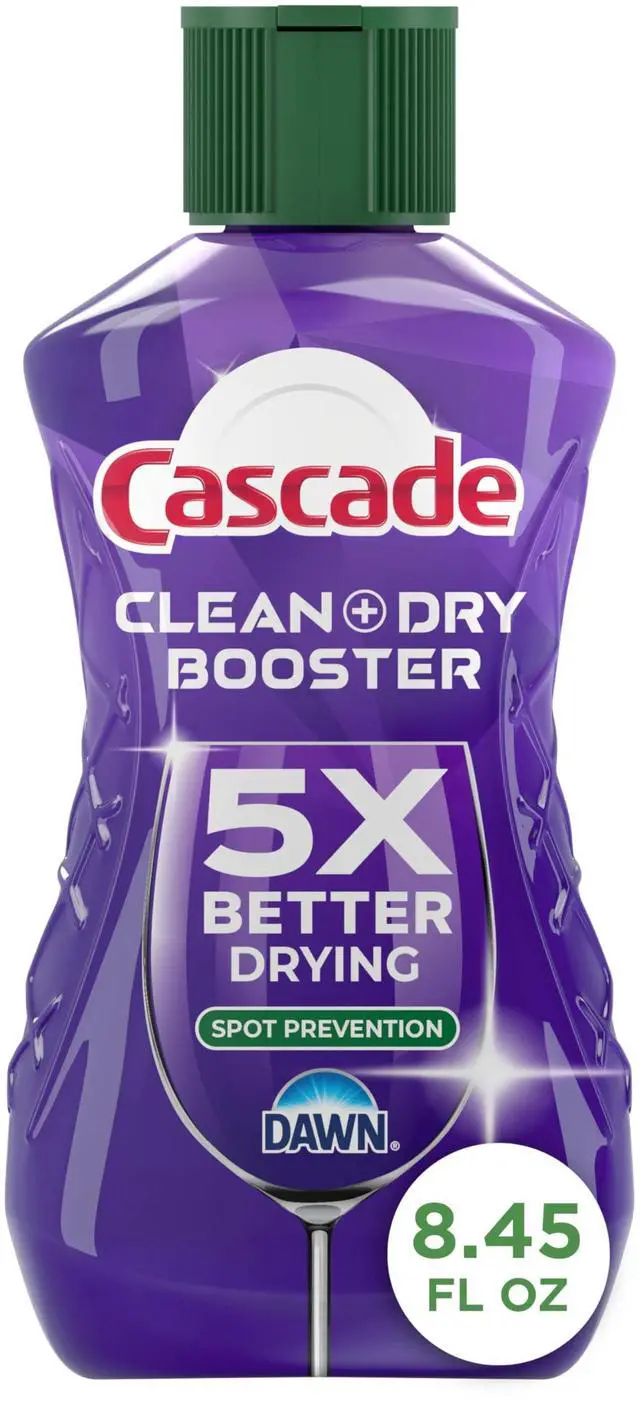 Main image of Cascade Rinse Aid Clean & Dry Booster Dishwasher Rinse Aid Liquid for Spotless, Streak-Free Dishes, Works with Dishwasher Detergent, Dishwasher Gel, Pods, or Tablets, Powerful Dry Booster, 16 oz