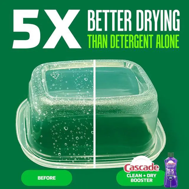 Alt view image 6 of 7 - Cascade Rinse Aid Clean & Dry Booster Dishwasher Rinse Aid Liquid for Spotless, Streak-Free Dishes, Works with Dishwasher Detergent, Dishwasher Gel, Pods, or Tablets, Powerful Dry Booster, 16 oz
