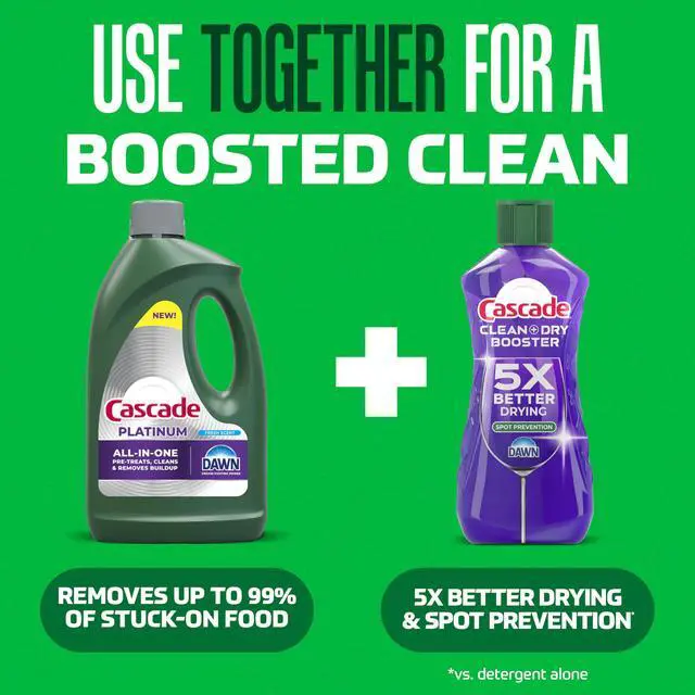 Alt view image 2 of 7 - Cascade Rinse Aid Clean & Dry Booster Dishwasher Rinse Aid Liquid for Spotless, Streak-Free Dishes, Works with Dishwasher Detergent, Dishwasher Gel, Pods, or Tablets, Powerful Dry Booster, 16 oz
