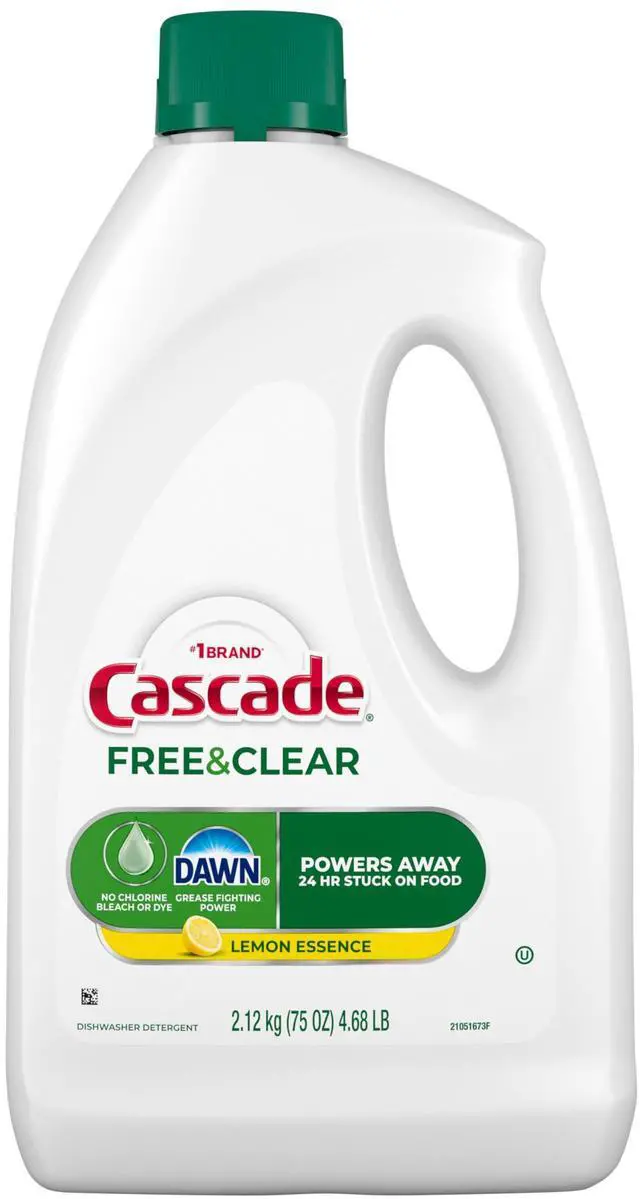 Alt view image 6 of 6 - Cascade Free & Clear Dishwasher Detergent Liquid Gel, Dish Detergent, Dishwasher Soap, Lemon, 75oz