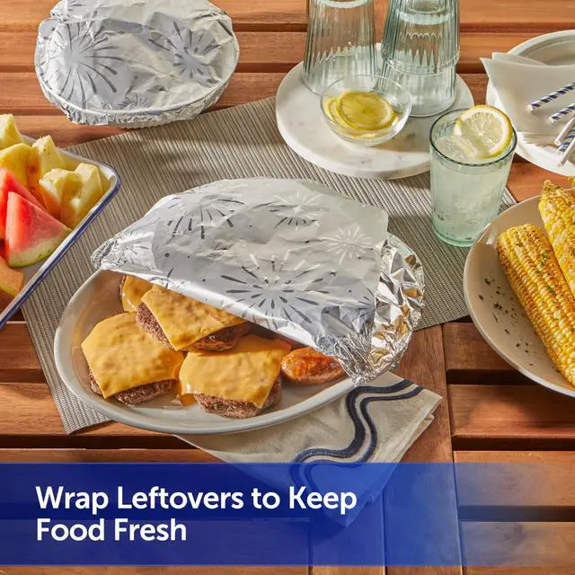 Alt view image 4 of 5 - Reynolds Wrap Fun Foil with Festive Firework Pattern, Embossed Aluminum Foil Roll, Festive Embossed Foil for Covering Summer Dishes for BBQs, 25 Sq. Ft.