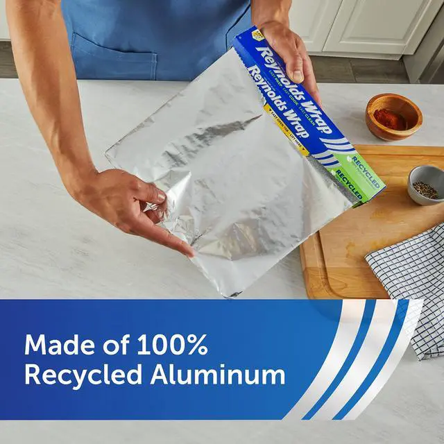 Alt view image 4 of 7 - Reynolds Wrap Recycled Aluminum Foil Roll, Freezer Safe and Grill Safe Foil, Great for Foil Packets, 12 Inches Wide, 75 Total Sq. Ft.