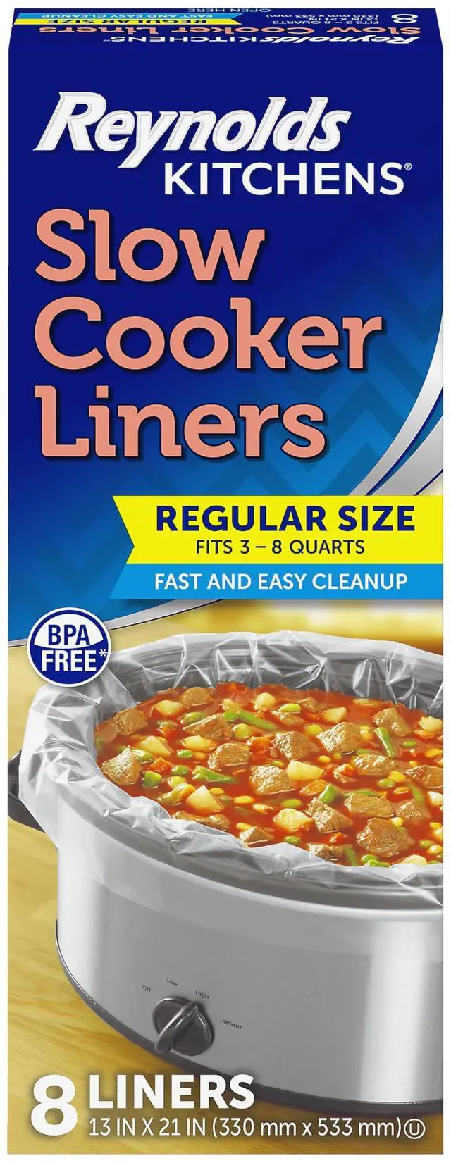 Main image of Reynolds Kitchens Slow Cooker Liners, Regular Size, Fits 3-8 Quarts, 8ct