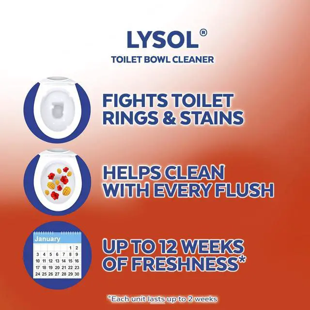 Alt view image 3 of 7 - Lysol Click Gel Automatic Toilet Bowl Cleaner, Toilet Gel Stamp, Toilet Freshener, Bathroom Essentials, Refreshing Mango & Hibiscus Scent, 6 Count (Pack of 1)