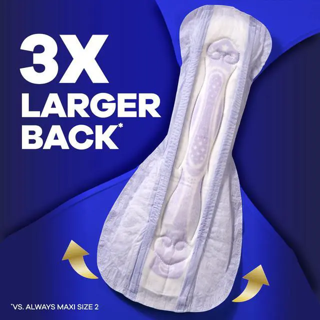 Alt view image 2 of 6 - Always Maxi Overnight Feminine Pads with Wings for Women, Size 6, Ultimate Heavy Overnight Absorbency, Unscented, Up to 100% Leak-Free Protection, 21 Count