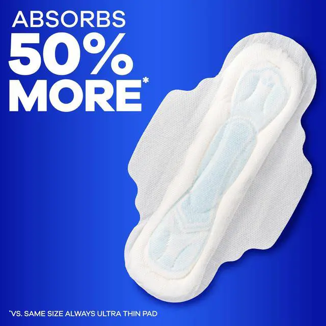 Alt view image 4 of 6 - Always Maxi Feminine Pads with Wings for Women, Size 2, Long Super Absorbency, Unscented 42 Count