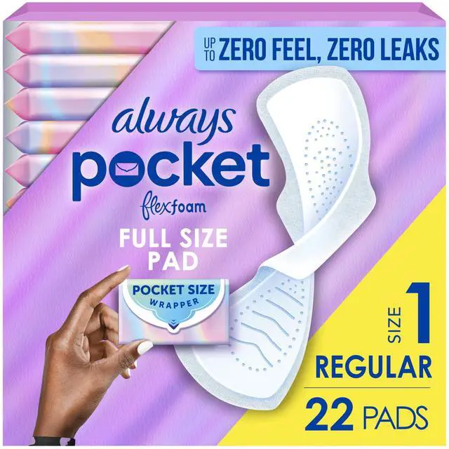 Main image of Always Pocket Flexfoam Pads, Size 1, Regular, with Wings, 22 Count