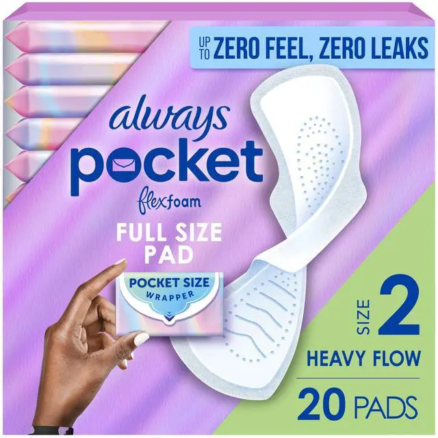 Main image of Always Pocket Flexfoam Pads, Size 2, Heavy, with Wings, 20 Count