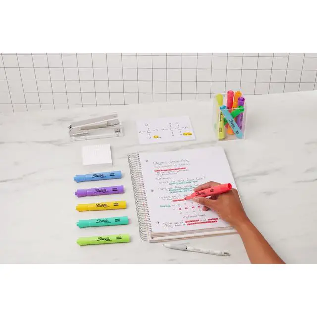 Alt view image 4 of 6 - Sharpie Tank Highlighters, Assorted Colors, Chisel Tip, Back to School Essentials, Teacher & Office Supplies, Smear-Resistant, 12-Pack
