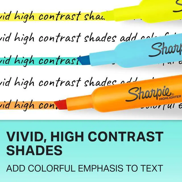 Alt view image 5 of 6 - Sharpie Tank Highlighters, Assorted Colors, Chisel Tip, Back to School Essentials, Teacher & Office Supplies, Smear-Resistant, 12-Pack